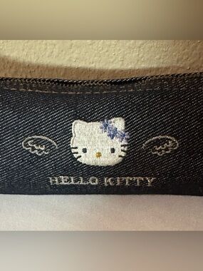 🖤 Vintage Hello Kitty Wings Sanrio Denim Zipper Pencil / Makeup Pouch Y2K